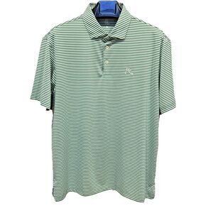 Rhoback The Birdie Green Stripes Men’s Size Large Polo Shirt Logo
